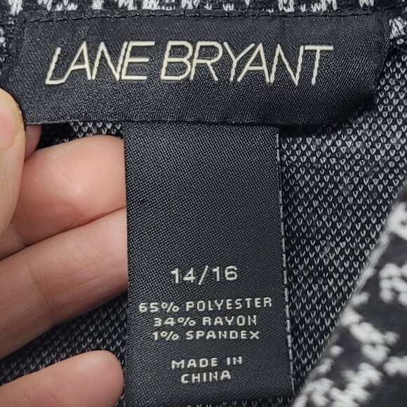 Lane Bryant Black White Sleeveless Ribbed Mock Neck Knit Dress Office Sz 14/16 - Picture 6 of 9